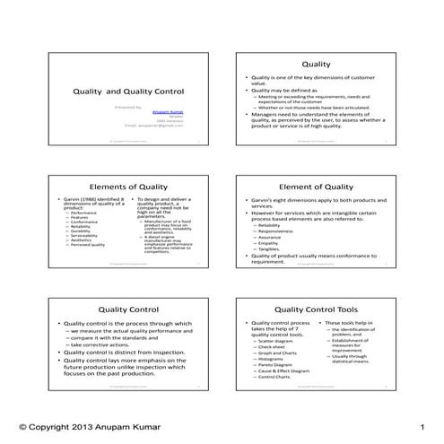 Quality and quality control