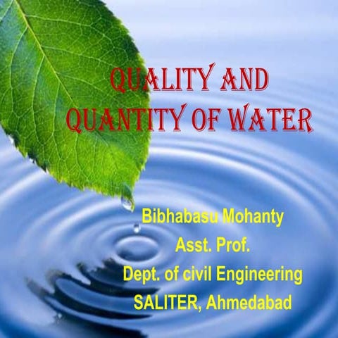 Quality and quantity of water m1