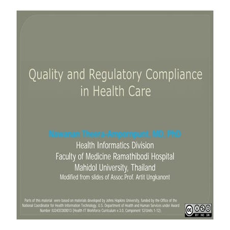 Quality and Regulatory Compliance in Health Care