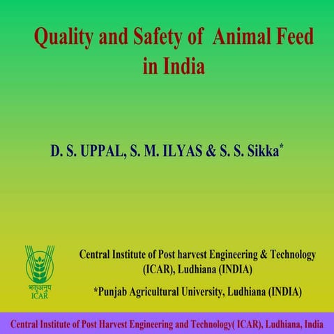 Quality and safety of animal feed in india