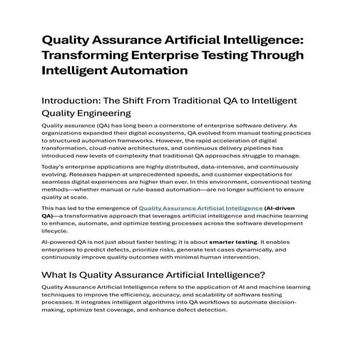 Artificial Intelligence Test Cases to QA Teams | PDF