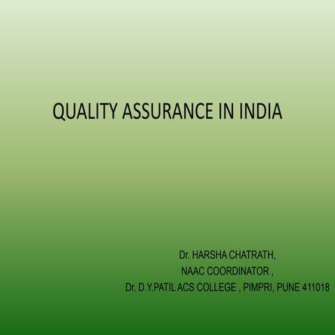 Quality assurance in india