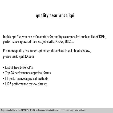 Quality assurance kpi
