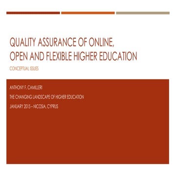 Quality assurance of online, open and flexible education