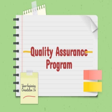 Quality Assurance Program for SAMPLE only not for Distribution