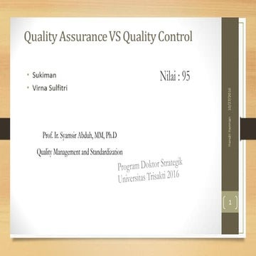 Quality assurance  vs quality control