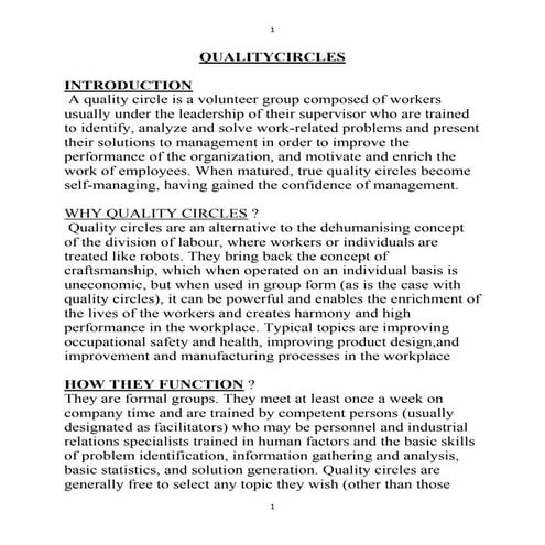 Quality circles