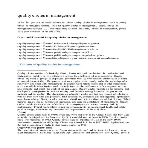 Quality circles in management
