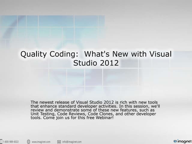 Quality Coding with Visual Studio 2012