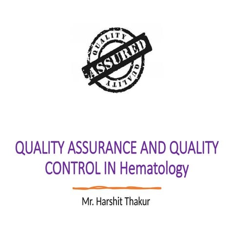 Quality Assurance in Hematology laboratory | PDF