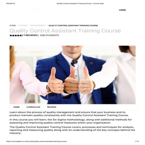 Quality Control Assistant Training Course - Course Gate
