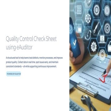 Quality Control Check Sheet with eAuditor Audits and inspections | PDF
