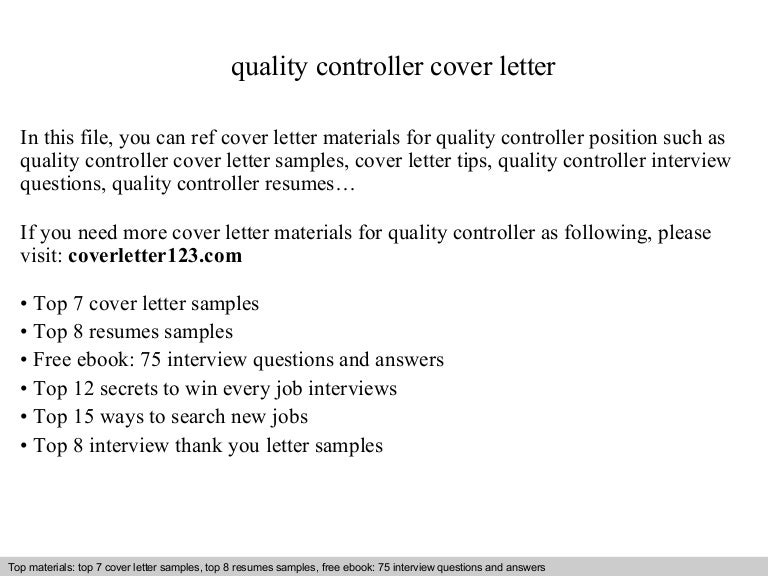 Quality Controller Cover Letter