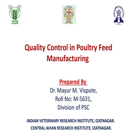 Quality control in poultry feed manufacturing