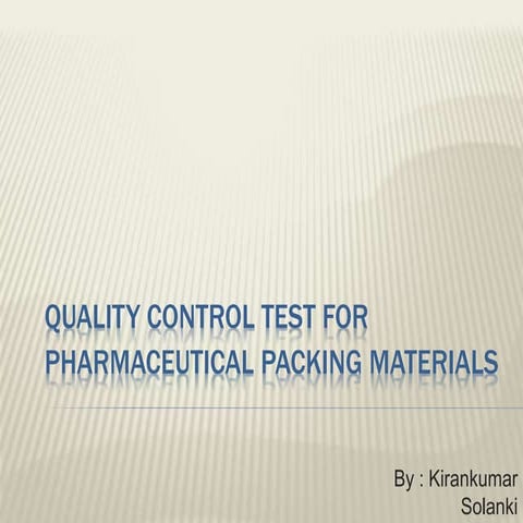 Quality control tests pm