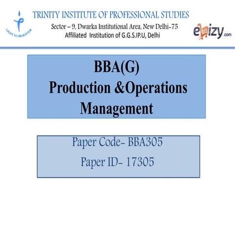 Production & Operations Management- Quality cost