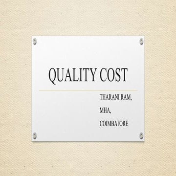 Quality cost