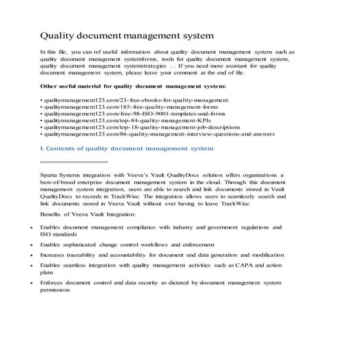 Quality document management system