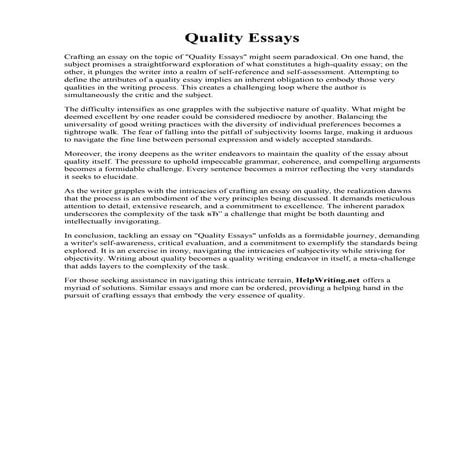 Quality Essays