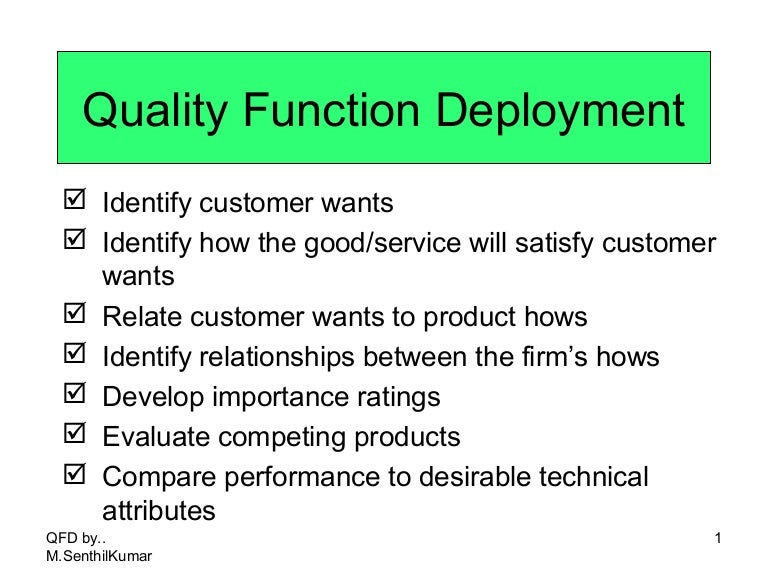 Quality Function Deployment Example Ppt at Richard Wages blog