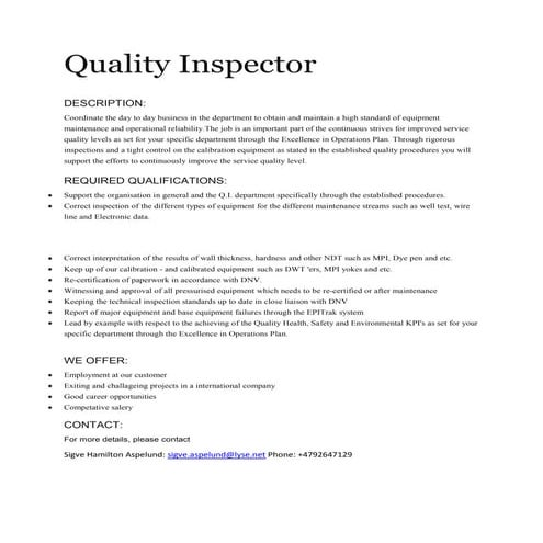 Quality inspector | DOCX