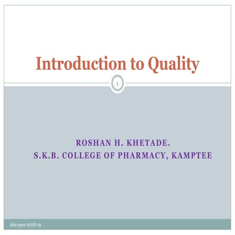 Quality introduction for Quality Management System