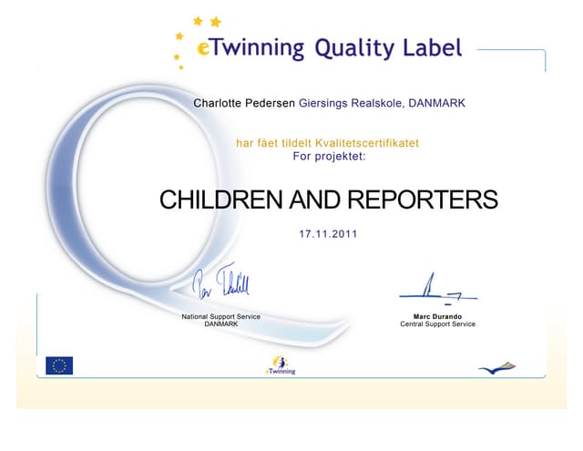 Quality label for Charlotte Pedersen