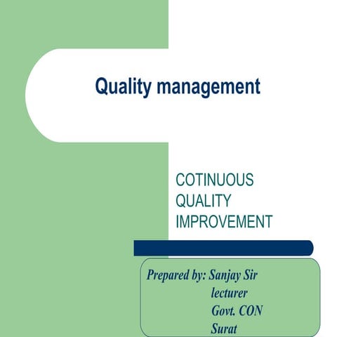 Quality management in nursing profession