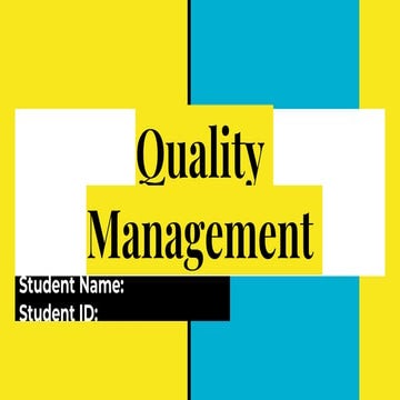 Quality Management | Sample PPT Assignment
