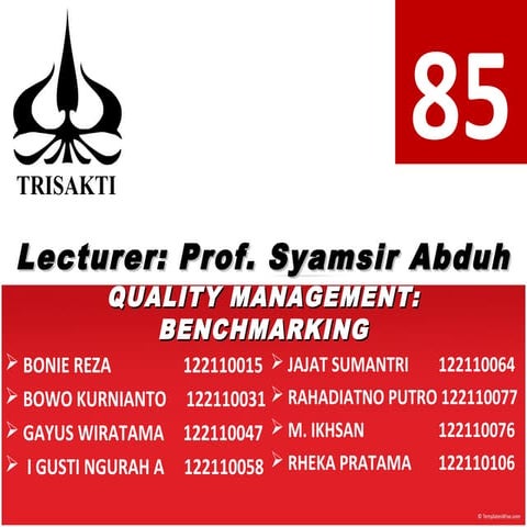 QUALITY MANAGEMENT - BENCHMARKING