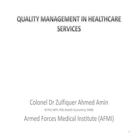 Quality Management in Healthcare Services 