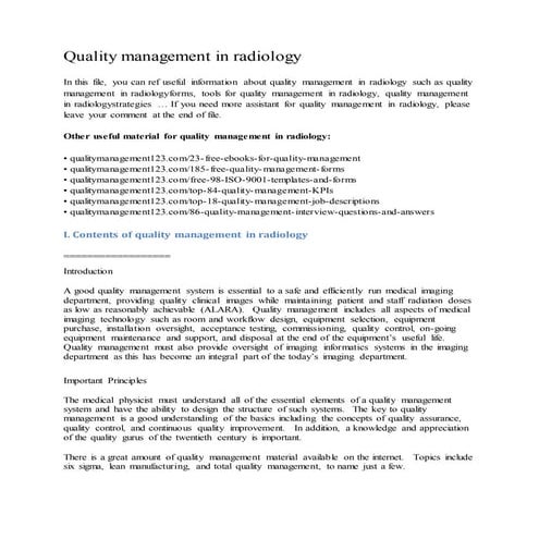 Quality management in radiology