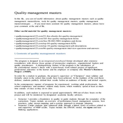 Quality management system planning | DOCX