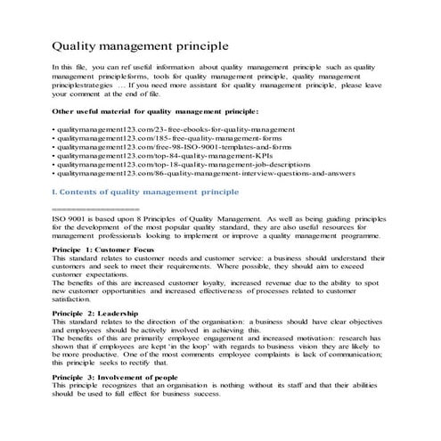 Quality management principle