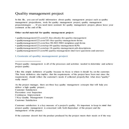 Quality management project