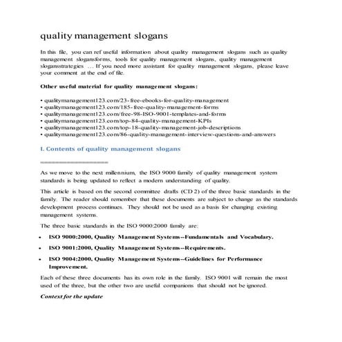 Quality management slogans