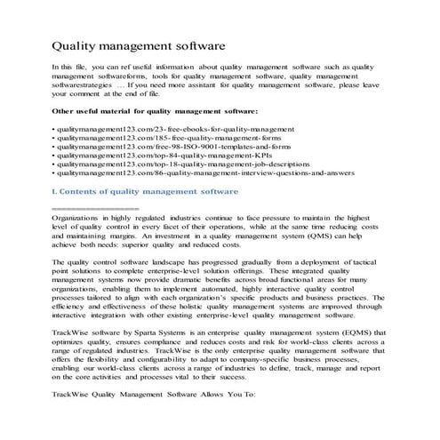 Quality management software