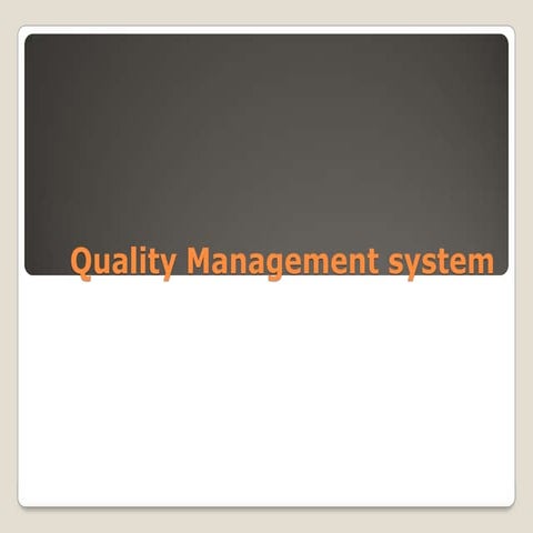 CMM L2- Quality Management System
