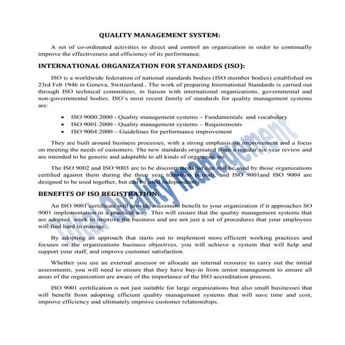 TQM- Quality management system