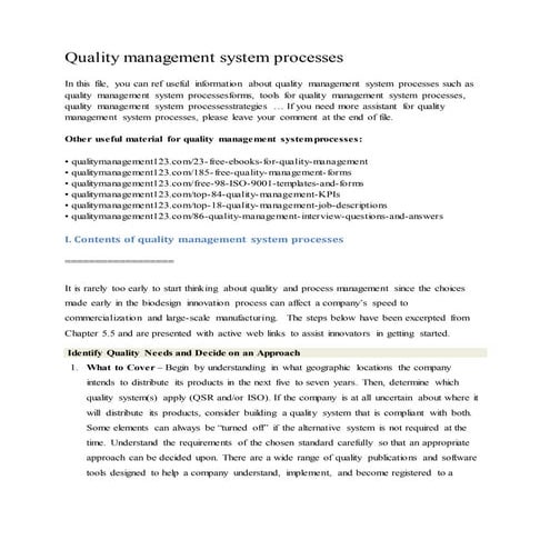Quality management system processes | DOCX