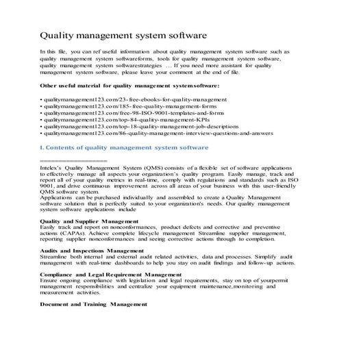 Quality management system software