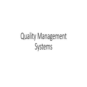 Quality management systems (QMS)
