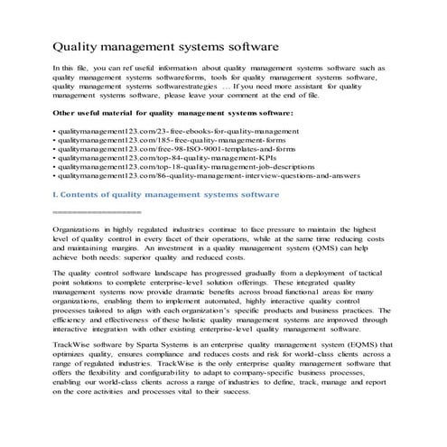 Quality management systems software