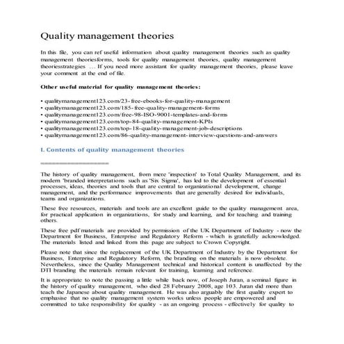 Quality management theories