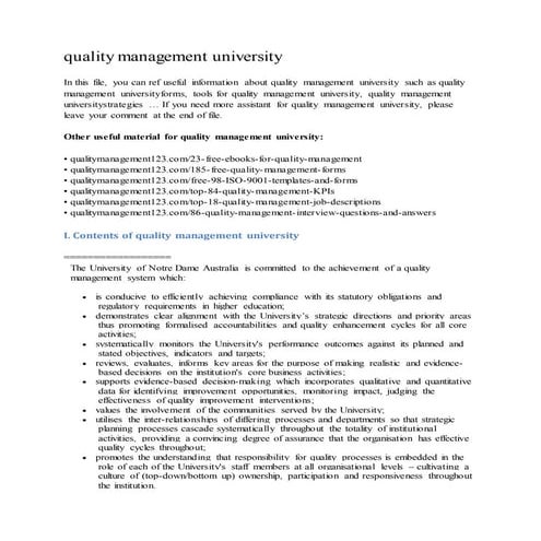Quality management university