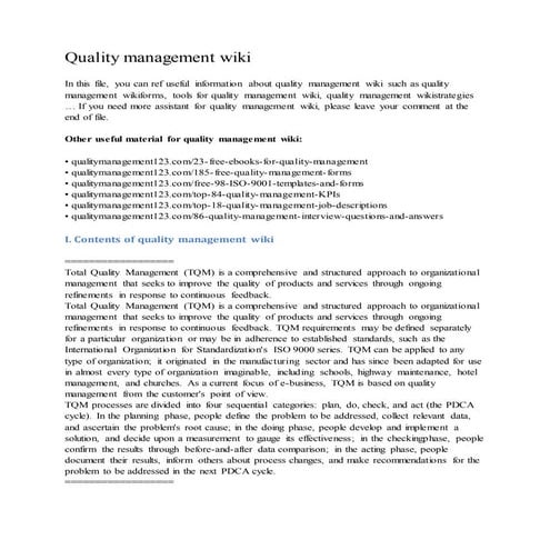 Quality management wiki