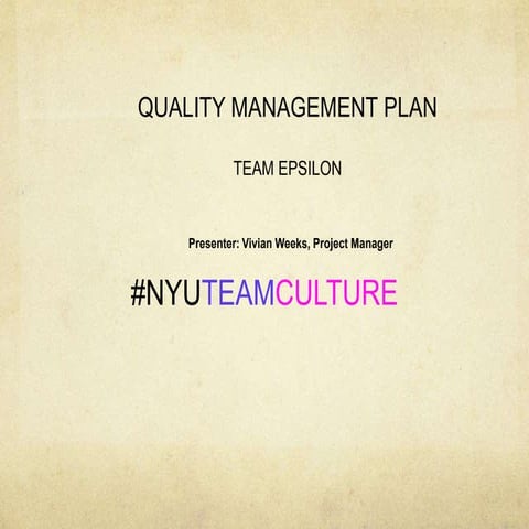 Quality Management Plan
