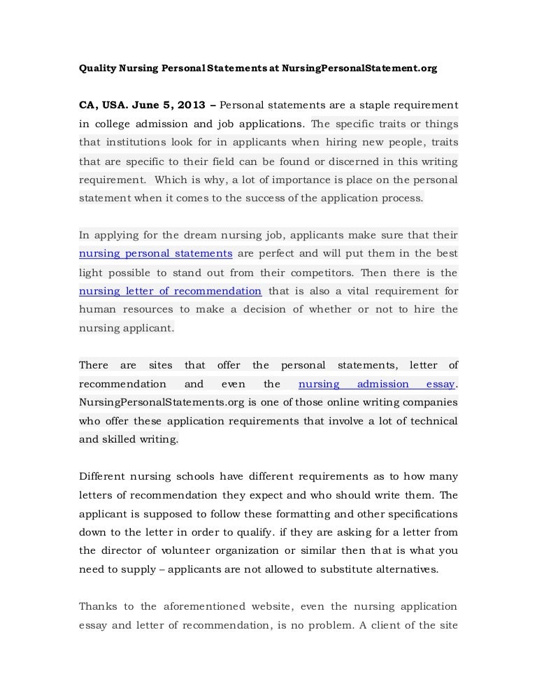 nursing personal statement