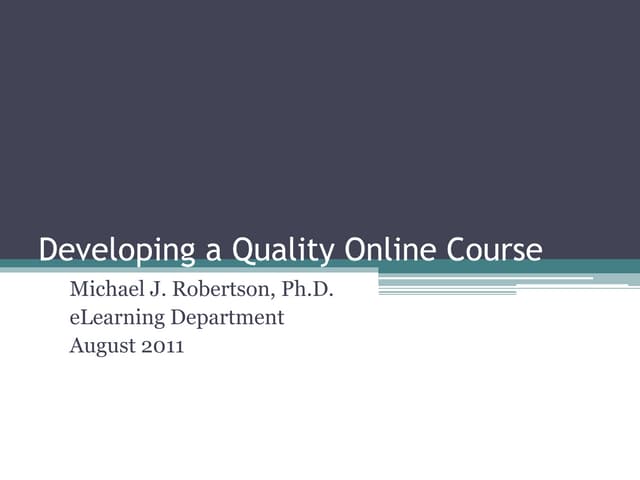 Important Tips for Developing a Quality Online Course