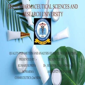 Quality parameters and analysis of rheology modifier